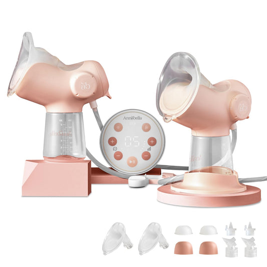 Annabella Double Electric Breast Pump - Simulates Baby’s Tongue | 9 Modes & Night Light (Adjustable Shield 18-24mm)